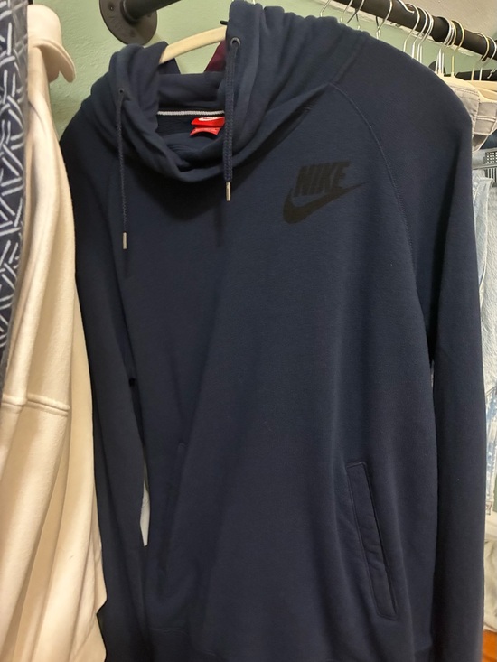 Nike Sweaters - Nike Sportswear Womens XL Rally Funnel Neck Hoodie Blue Cowl Neck Pullover